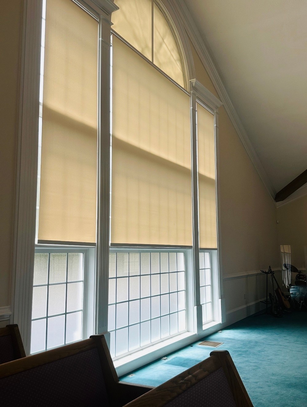 Custom roller shades archer grove holiness church athens ga after
